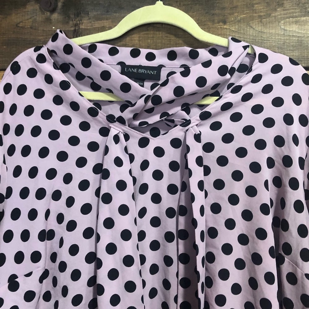 Lane Bryant Tie Front Dot Blouse - Picture 2 of 4